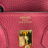 エルメス HERMES バーキン25 D刻 ルージュグレナ GD金具 トゴ レディース ハンドバッグ
