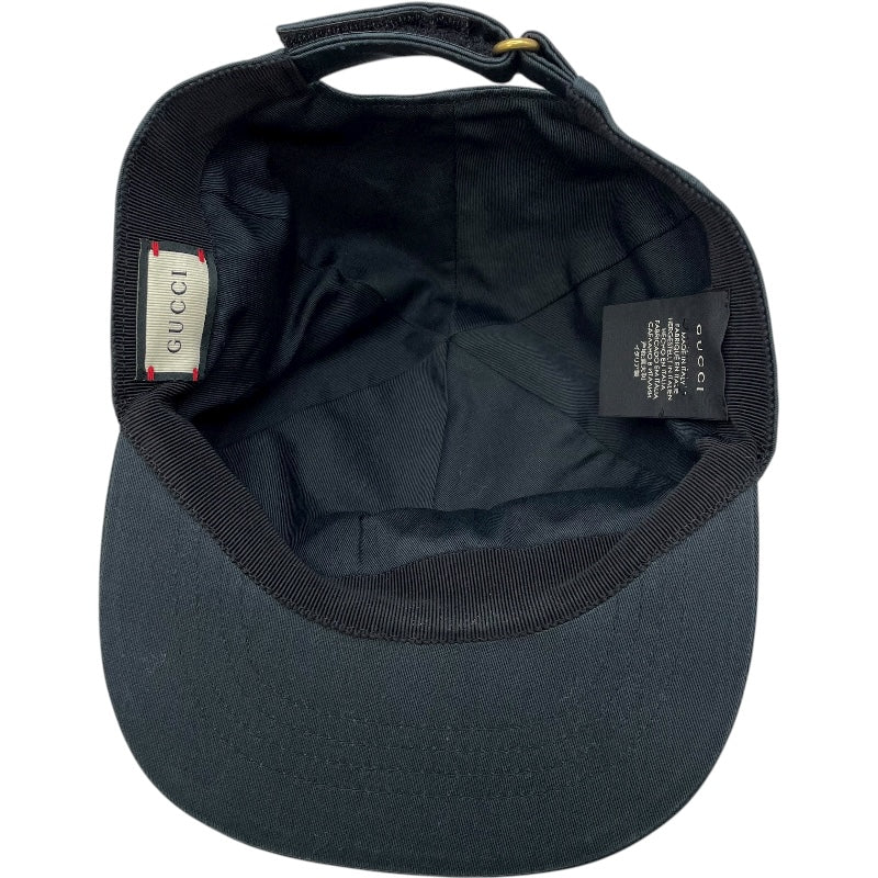 グッチ GUCCI ロゴ刺繍ベースボールキャップ 596211 ブラック コットン ユニセックス その他ファッション雑貨