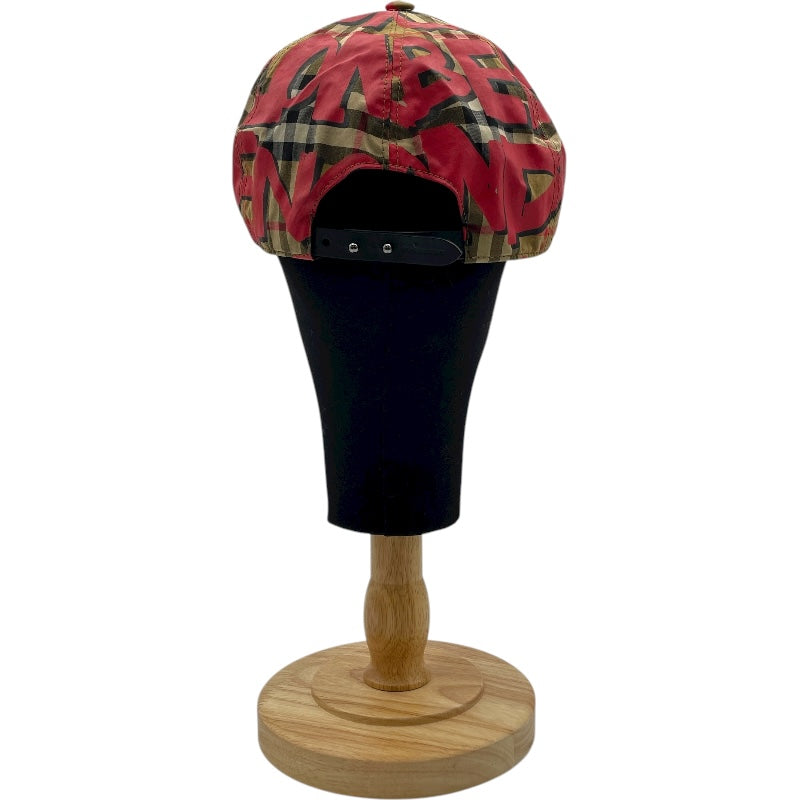 バーバリー BURBERRY グラフィティチェックベースボールキャップ 4074816 レッド コットン メンズ その他ファッション雑貨