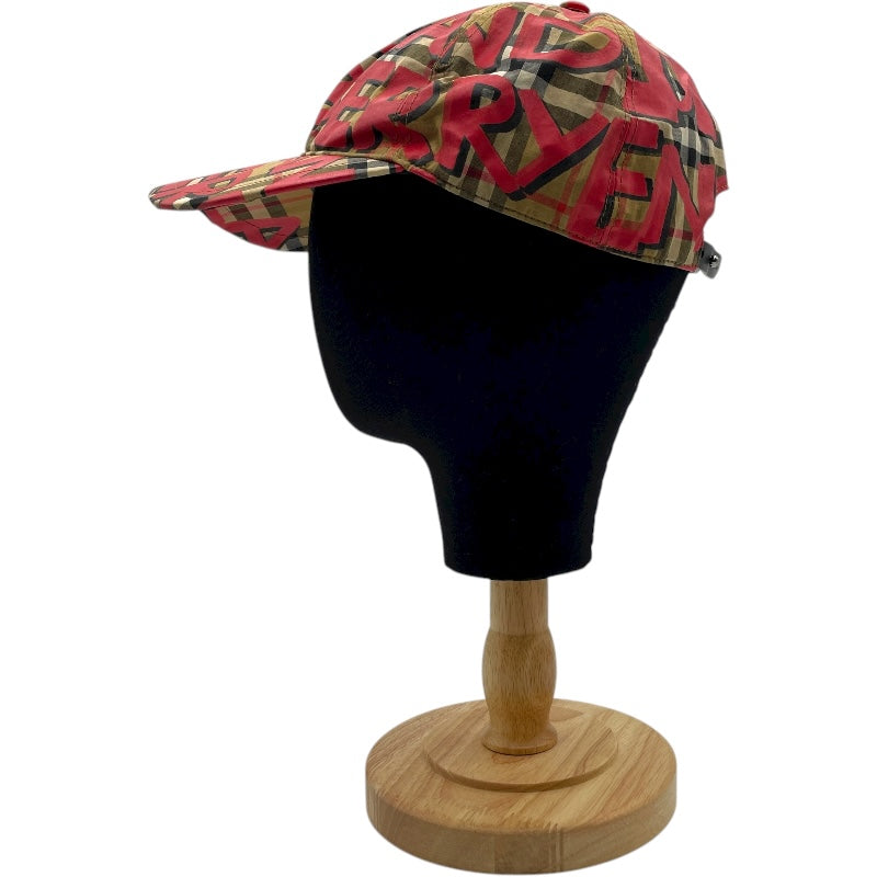 バーバリー BURBERRY グラフィティチェックベースボールキャップ 4074816 レッド コットン メンズ その他ファッション雑貨