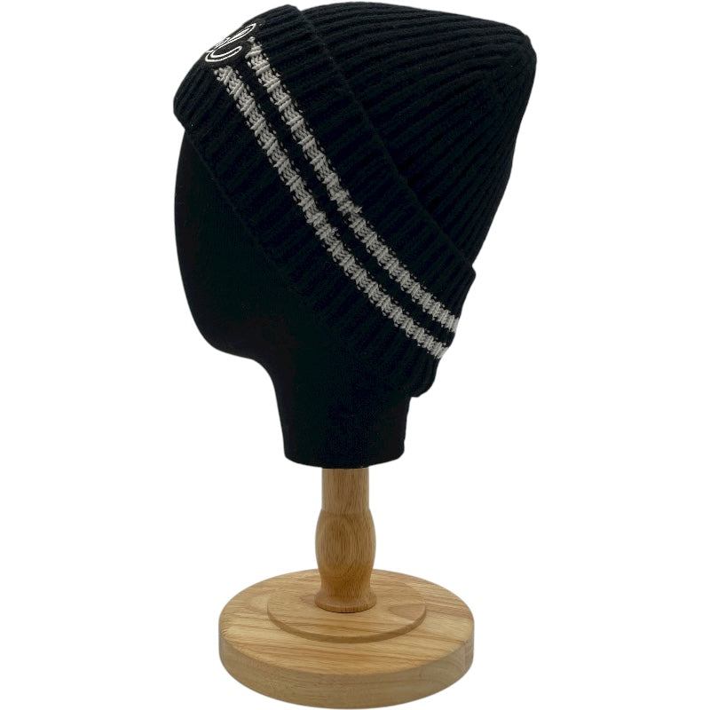 シャネル CHANEL ロゴワッペンニットキャップ ブラック カシミヤ レディース その他ファッション雑貨