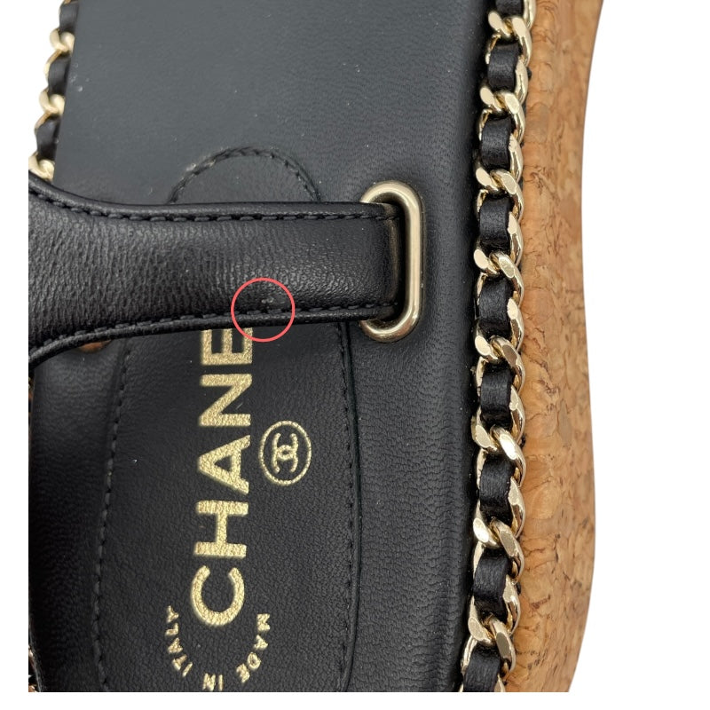 シャネル CHANEL チェーンストラップサンダル G35779 ブラック レザー レディース サンダル
