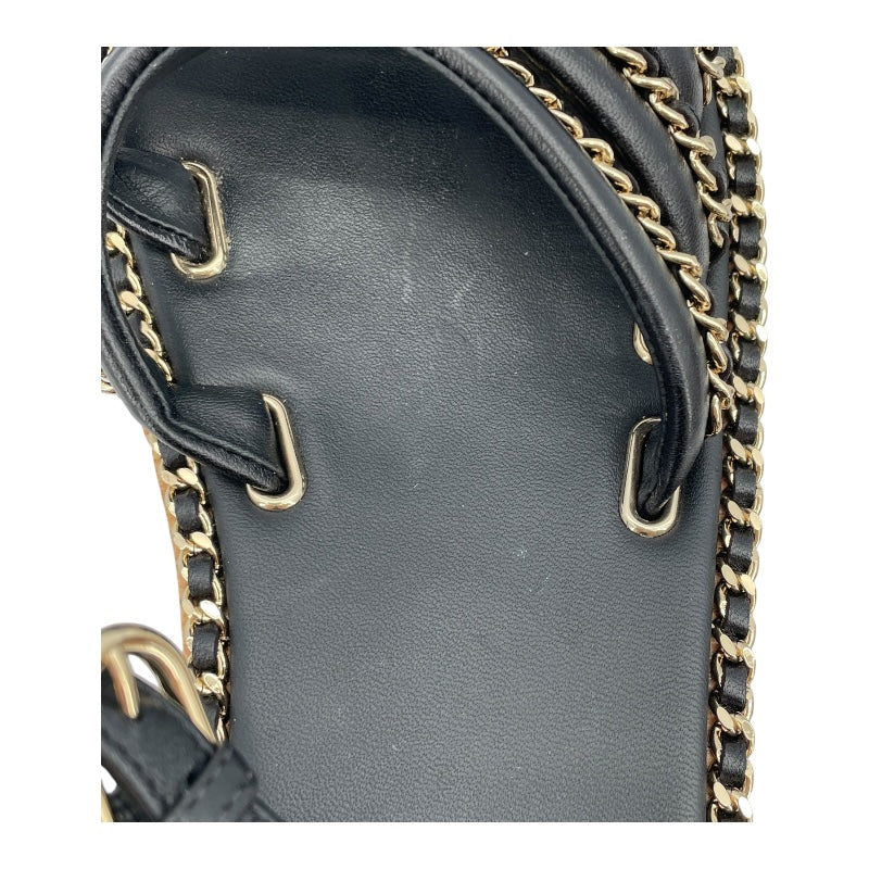 シャネル CHANEL チェーンストラップサンダル G35779 ブラック レザー レディース サンダル