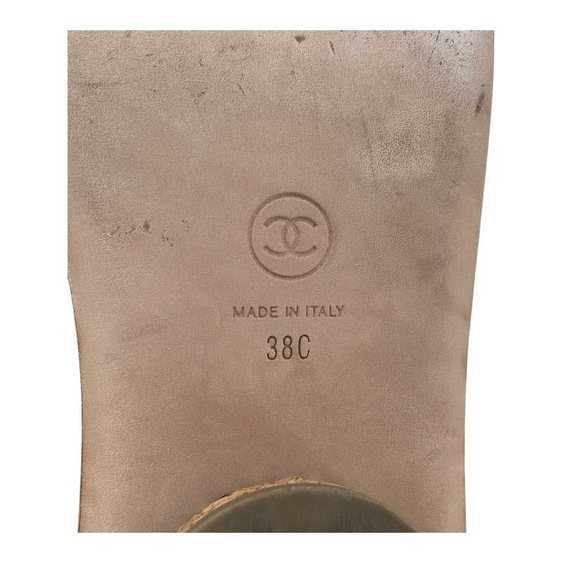 シャネル CHANEL チェーンストラップサンダル G35779 ブラック レザー レディース サンダル