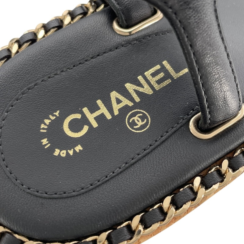 シャネル CHANEL チェーンストラップサンダル G35779 ブラック レザー レディース サンダル