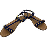 プラダ PRADA スタッズストラップサンダル ブルー スウェード レディース サンダル