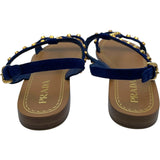 プラダ PRADA スタッズストラップサンダル ブルー スウェード レディース サンダル