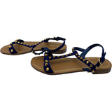 プラダ PRADA スタッズストラップサンダル ブルー スウェード レディース サンダル