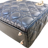 クリスチャン・ディオール Christian Dior MYABCDIOR レディディオールスモール ブラック/ ゴールド金具 ラム レディース ハンドバッグ