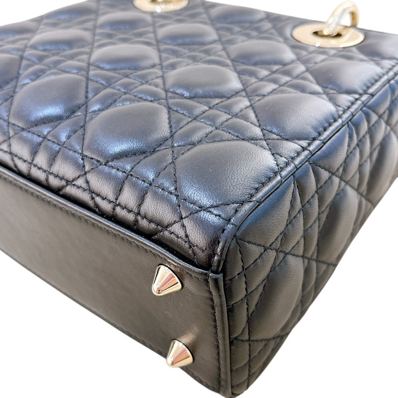 クリスチャン・ディオール Christian Dior MYABCDIOR レディディオールスモール ブラック/ ゴールド金具 ラム レディース ハンドバッグ