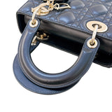 クリスチャン・ディオール Christian Dior MYABCDIOR レディディオールスモール ブラック/ ゴールド金具 ラム レディース ハンドバッグ