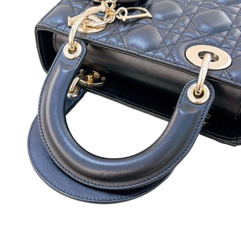 クリスチャン・ディオール Christian Dior MYABCDIOR レディディオールスモール ブラック/ ゴールド金具 ラム レディース ハンドバッグ