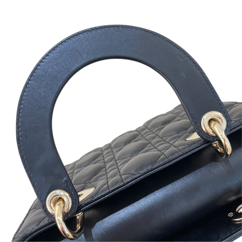 クリスチャン・ディオール Christian Dior MYABCDIOR レディディオールスモール ブラック/ ゴールド金具 ラム レディース ハンドバッグ