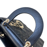 クリスチャン・ディオール Christian Dior MYABCDIOR レディディオールスモール ブラック/ ゴールド金具 ラム レディース ハンドバッグ