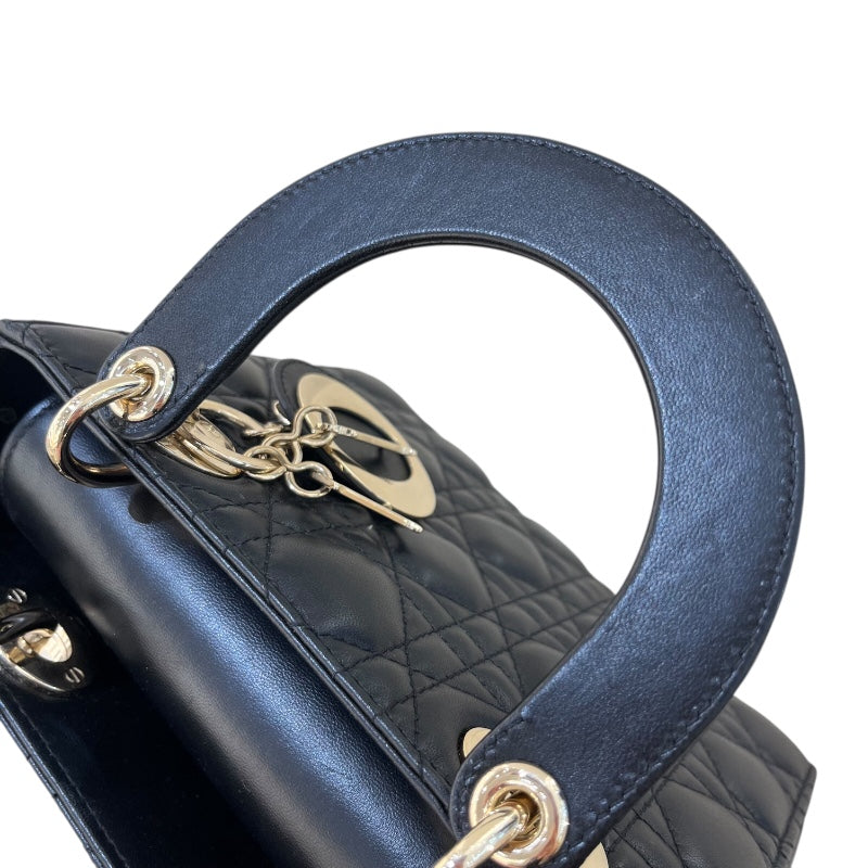 クリスチャン・ディオール Christian Dior MYABCDIOR レディディオールスモール ブラック/ ゴールド金具 ラム レディース ハンドバッグ