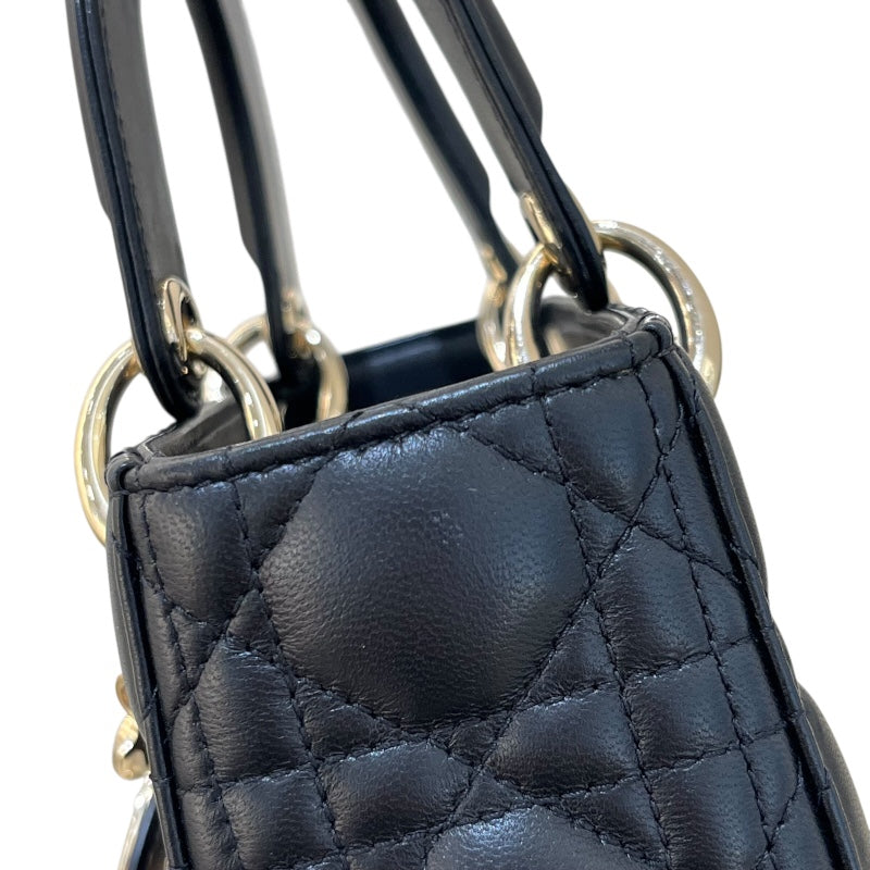 クリスチャン・ディオール Christian Dior MYABCDIOR レディディオールスモール ブラック/ ゴールド金具 ラム レディース ハンドバッグ