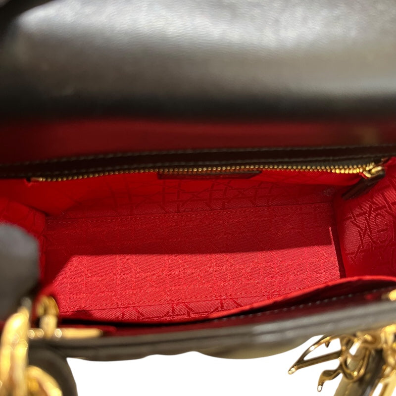 クリスチャン・ディオール Christian Dior MYABCDIOR レディディオールスモール ブラック/ ゴールド金具 ラム レディース ハンドバッグ