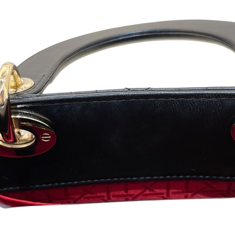 クリスチャン・ディオール Christian Dior MYABCDIOR レディディオールスモール ブラック/ ゴールド金具 ラム レディース ハンドバッグ