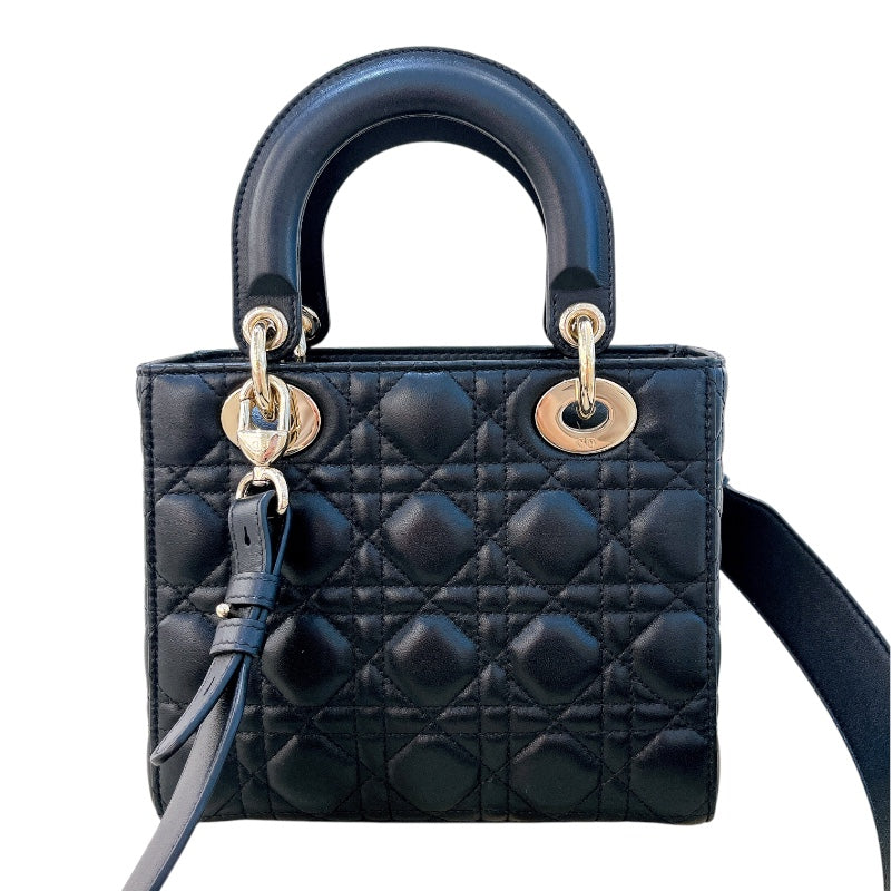 クリスチャン・ディオール Christian Dior MYABCDIOR レディディオールスモール ブラック/ ゴールド金具 ラム レディース ハンドバッグ