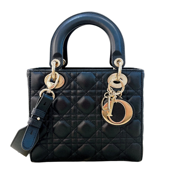 クリスチャン・ディオール Christian Dior MYABCDIOR レディディオールスモール ブラック/ ゴールド金具 ラム レディース ハンドバッグ