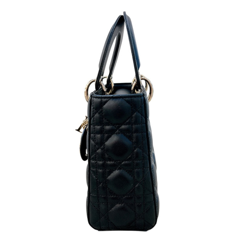クリスチャン・ディオール Christian Dior MYABCDIOR レディディオールスモール ブラック/ ゴールド金具 ラム レディース ハンドバッグ