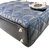 クリスチャン・ディオール Christian Dior MYABCDIOR レディディオールスモール ブラック/ ゴールド金具 ラム レディース ハンドバッグ