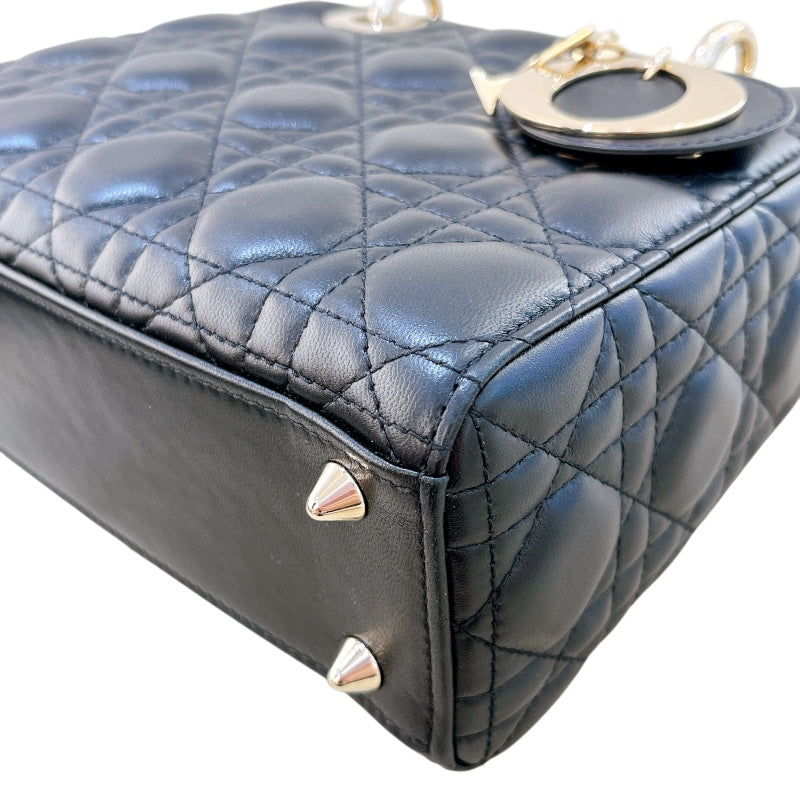 クリスチャン・ディオール Christian Dior MYABCDIOR レディディオールスモール ブラック/ ゴールド金具 ラム レディース ハンドバッグ