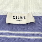 セリーヌ CELINE トリヨンフ刺繍ボーダニットポロシャツ RYOHV886Z パープル コットン メンズ ポロシャツ