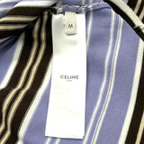 セリーヌ CELINE トリヨンフ刺繍ボーダニットポロシャツ RYOHV886Z パープル コットン メンズ ポロシャツ