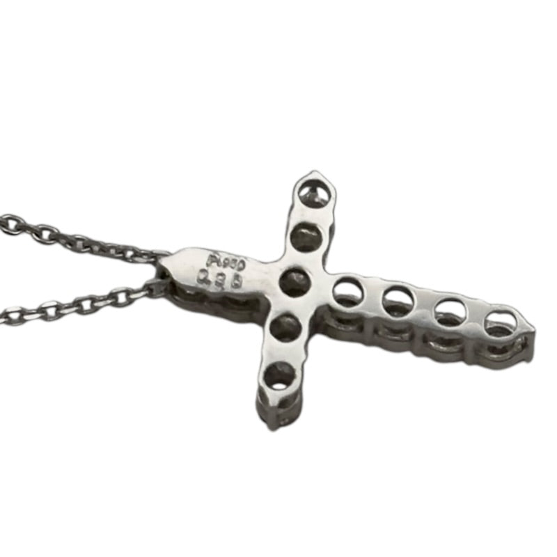 美品プラチナPt850 ダイヤ0.5ct クロス ネックレス 4℃（ヨンドシー） ダイヤモンド Wクロス ネックレス Pt850 プラチナ
