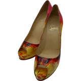 クリスチャン・ルブタン Christian louboutin オープントゥヒールパンプス ピンク ポリ塩化ビニル レディース パンプス