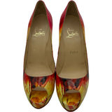 クリスチャン・ルブタン Christian louboutin オープントゥヒールパンプス ピンク ポリ塩化ビニル レディース パンプス