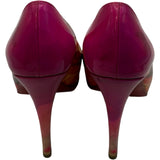 クリスチャン・ルブタン Christian louboutin オープントゥヒールパンプス ピンク ポリ塩化ビニル レディース パンプス