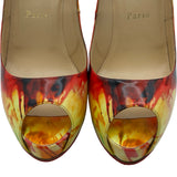 クリスチャン・ルブタン Christian louboutin オープントゥヒールパンプス ピンク ポリ塩化ビニル レディース パンプス