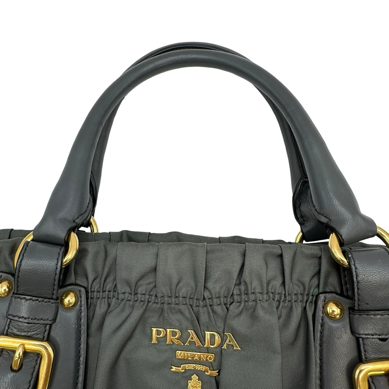 プラダ PRADA ギャザー2WAYハンドバッグ BN1792 グレー ゴールド金具