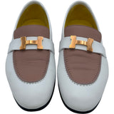 エルメス HERMES ロワイヤル モカシンローファー ホワイト レザー レディース ローファー