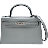エルメス HERMES ミニケリー2 K刻印 アルジャン シルバー金具 シェーブル・シャムキラ レディース ハンドバッグ