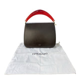 サルヴァトーレ・フェラガモ Salvatore Ferragamo ロゴトップハンドルバッグ 215917 カーキ/レッド カーフ/レキンガラス レディース ハンドバッグ