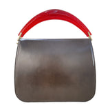 サルヴァトーレ・フェラガモ Salvatore Ferragamo ロゴトップハンドルバッグ 215917 カーキ/レッド カーフ/レキンガラス レディース ハンドバッグ
