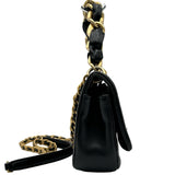 シャネル CHANEL マトラッセ2WAYフラップチェーンショルダー 30番台 ブラック ゴールド金具 カーフスキン レディース ショルダーバッグ