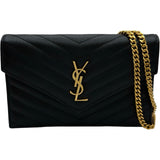 サンローラン SAINT LAURENT カサンドラチェーンウォレット 742920 ブラック ゴールド金具 グレインレザー レディース ショルダーバッグ
