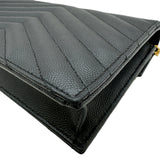 サンローラン SAINT LAURENT カサンドラチェーンウォレット 742920 ブラック ゴールド金具 グレインレザー レディース ショルダーバッグ