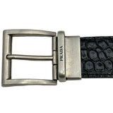 プラダ PRADA クロコダイルレザーベルト 36 2CC601 ブラック シルバー金具 クロコ レディース ベルト