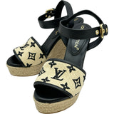 ルイ・ヴィトン LOUIS VUITTON スターボードライン エスパドリーユサンダル SC0243 ブラック レザー レディース サンダル