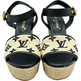 ルイ・ヴィトン LOUIS VUITTON スターボードライン エスパドリーユサンダル SC0243 ブラック レザー レディース サンダル