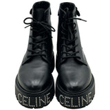 セリーヌ CELINE バルキースタッズロゴレースアップブーツ BE0242 ブラック レザー メンズ ブーツ