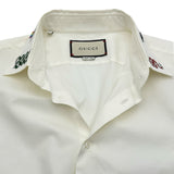 グッチ GUCCI シンボルズカラーエンブロイダリースネークシャツ 523500 ホワイト コットン メンズ 長袖シャツ