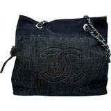 シャネル CHANEL クルーズラインチェーンショルダー A48450 13番台 ブルー シルバー金具 デニム レディース トートバッグ