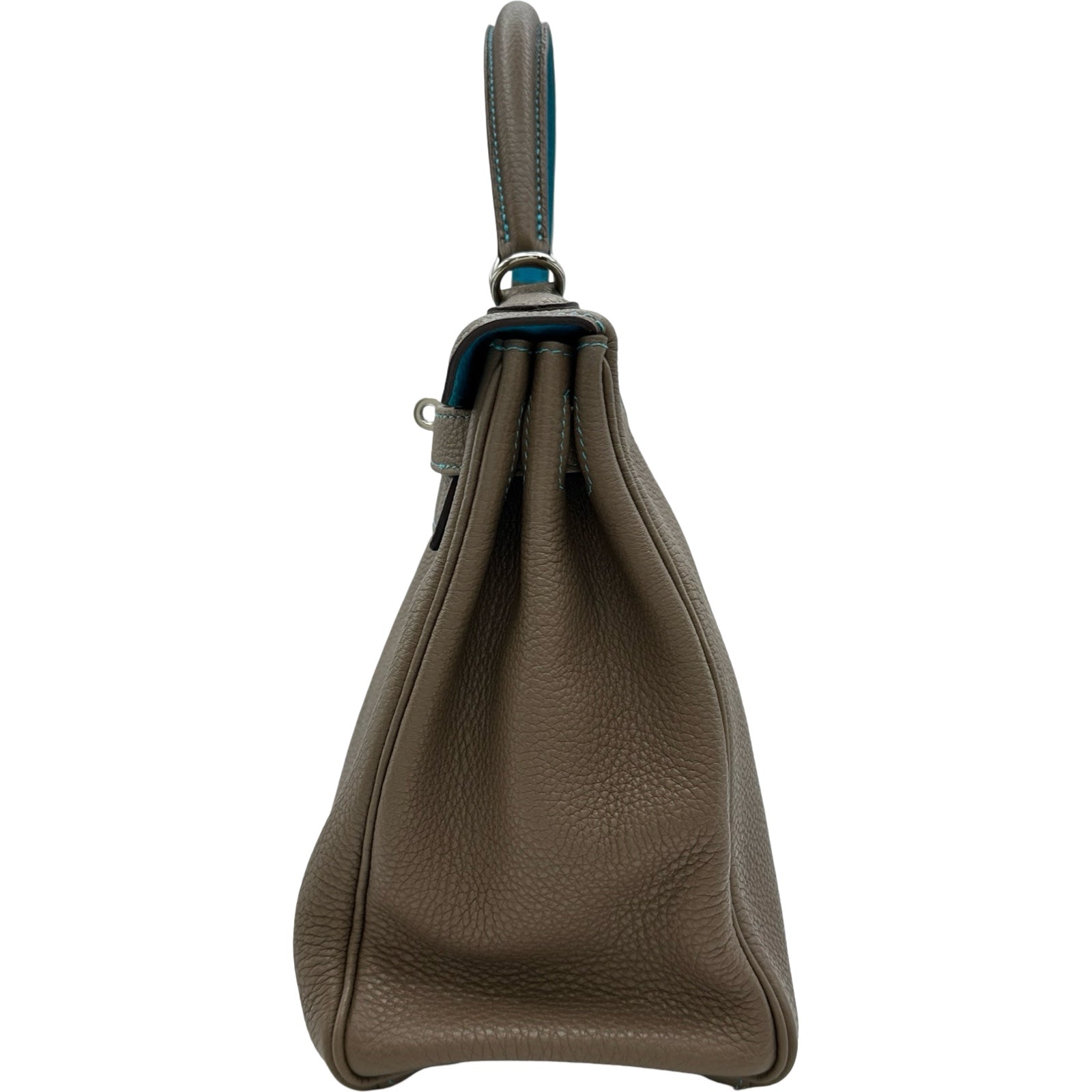 エルメス HERMES ケリー28 内縫い エクラ □N刻印 エトゥープ/ブルー