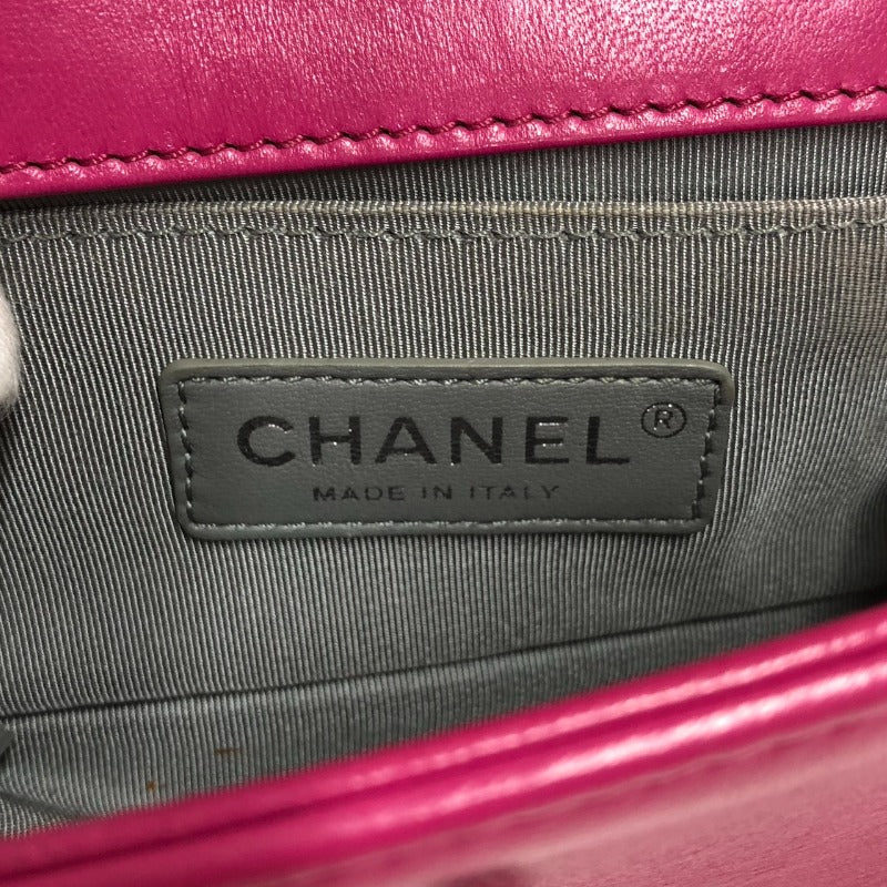 シャネル CHANEL ボーイシャネル ミニ A67364 ピンク シルバー金具 ベロア レディース ショルダーバッグ